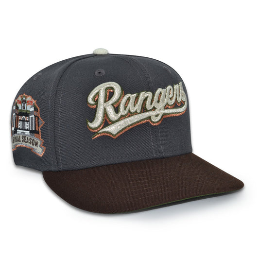 Texas Rangers "BETTER THAN YESTERDAY"  Exclusive New Era 59Fifty Fitted Hat - Dark Graphite/Burntwood