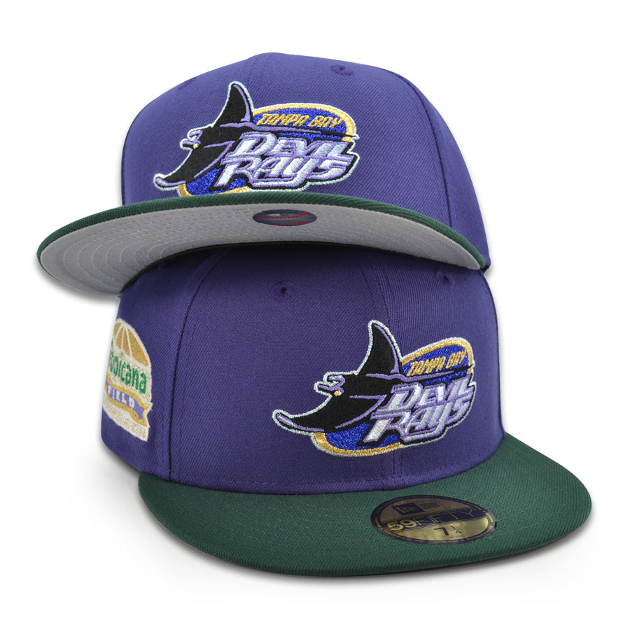 Tampa Bay Devil Rays "PURPLE WAVE" Exclusive New Era 59Fifty Fitted Hat - Orchid/Dark Green