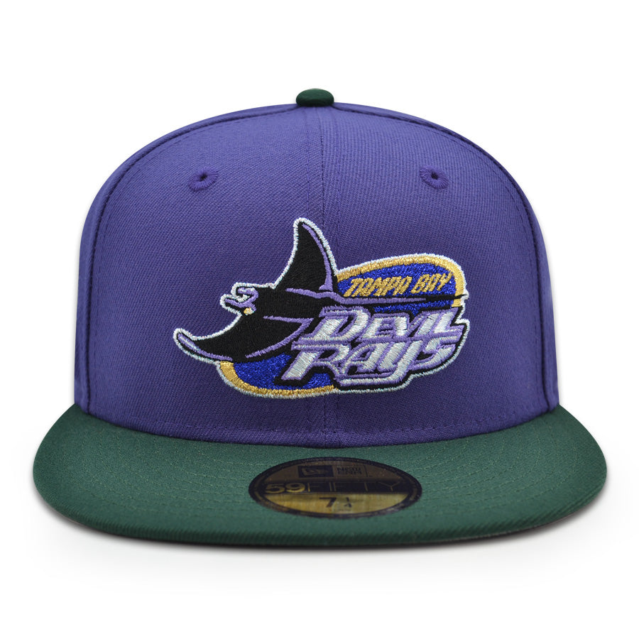 Tampa Bay Devil Rays "PURPLE WAVE" Exclusive New Era 59Fifty Fitted Hat - Orchid/Dark Green