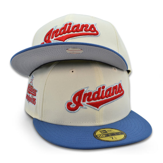 Cleveland Indians "ALL AMERICAN" Exclusive New Era 59Fifty Fitted Hat - Chrome/Sneaky Blue