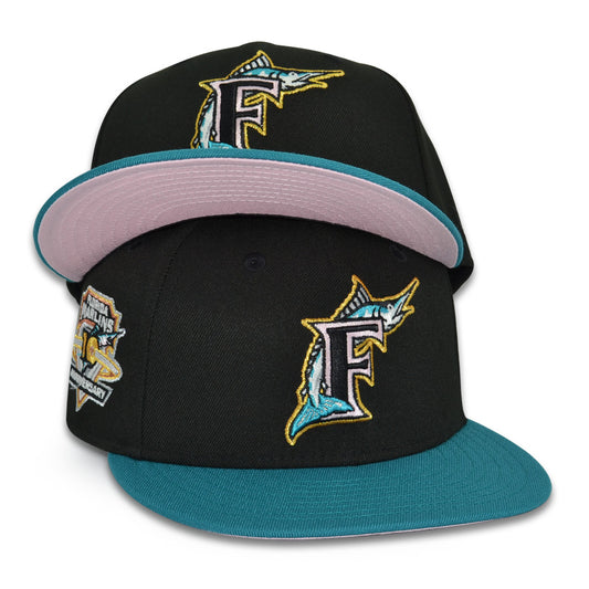 Florida Marlins "FLORIDA PINKY" Exclusive New Era 59Fifty Fitted Hat - Black/Teal/Pinky UV