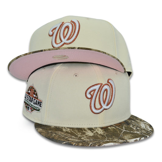 Washington Nationals "WORK" Real Tree Brim Exclusive New Era 59Fifty Fitted Hat - Chrome/Pinky UV