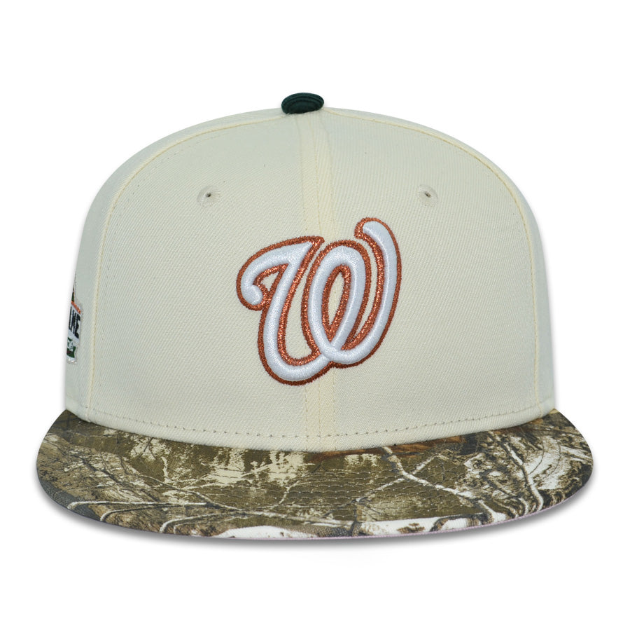 Washington Nationals "WORK" Real Tree Brim Exclusive New Era 59Fifty Fitted Hat - Chrome/Pinky UV