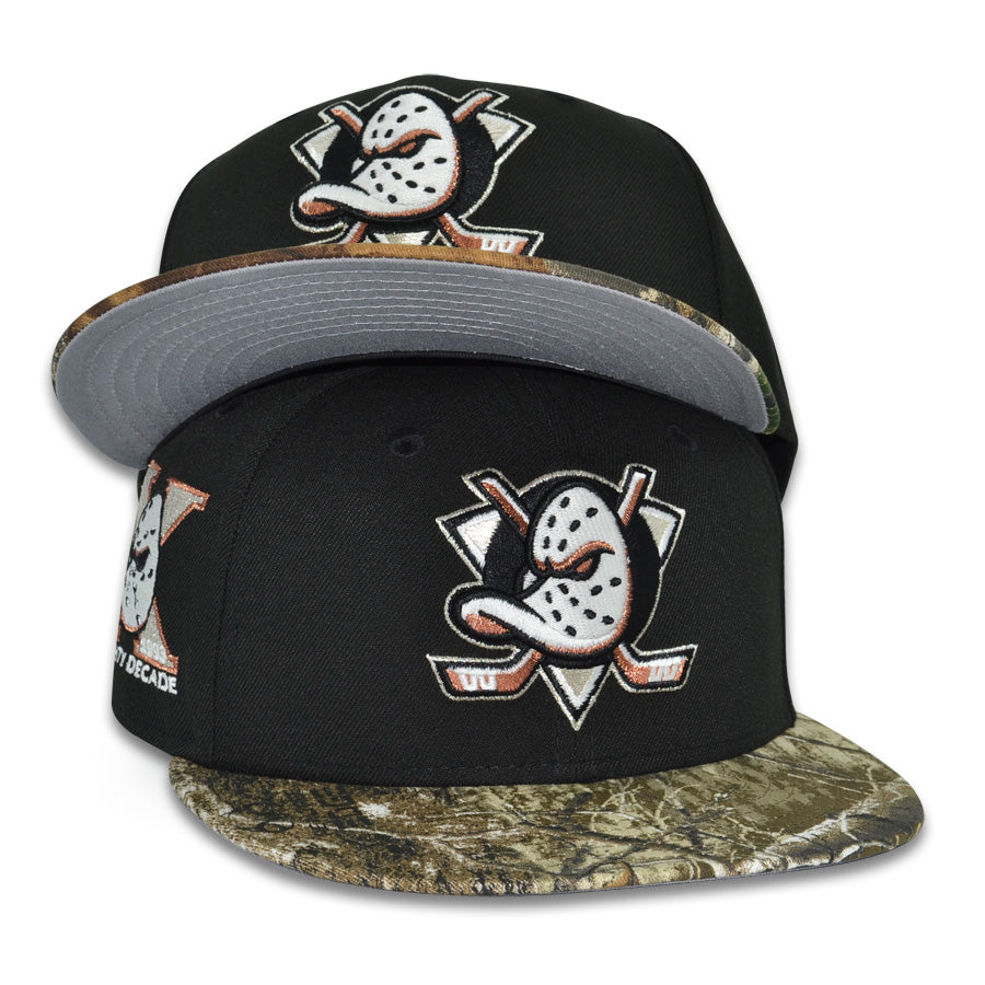 Anaheim Ducks "NEVER DUCKIN" Exclusive New Era 59Fifty Fitted Hat - Black/Real Tree