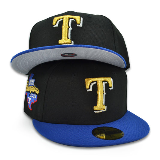 Texas Rangers "LONE STAR CHAMPS" Exclusive New Era 59Fifty Fitted Hat - Black/Royal