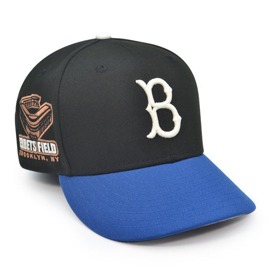 Brooklyn Dodgers EBBETS FIELD Exclusive New Era 59Fifty Fitted Hat - Black/Royal