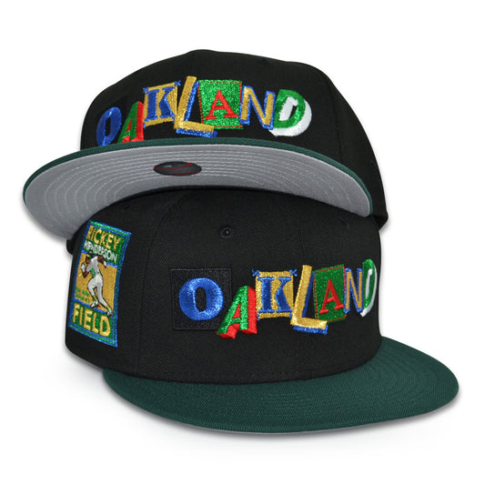 Oakland Athletics "RUNAWAY OAKLAND" Exclusive New Era 59Fifty Fitted Hat - Black/Dark Green