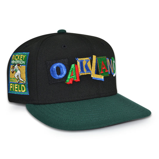 Oakland Athletics "RUNAWAY OAKLAND" Exclusive New Era 59Fifty Fitted Hat - Black/Dark Green