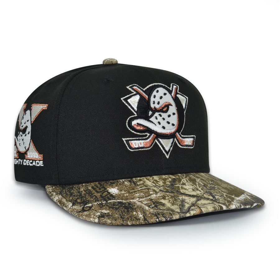 Anaheim Ducks "NEVER DUCKIN" Exclusive New Era 59Fifty Fitted Hat - Black/Real Tree