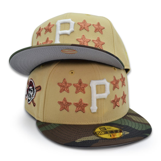 Pittsburgh Pirates "JD PIRATES" Exclusive New Era 59Fifty Fitted Hat -Vegas Gold/Woodland Camo