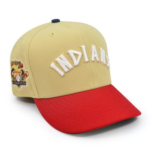 Cleveland Indians 100 SEASON Exclusive New Era 59Fifty Fitted Hat - Vegas Gold/Red