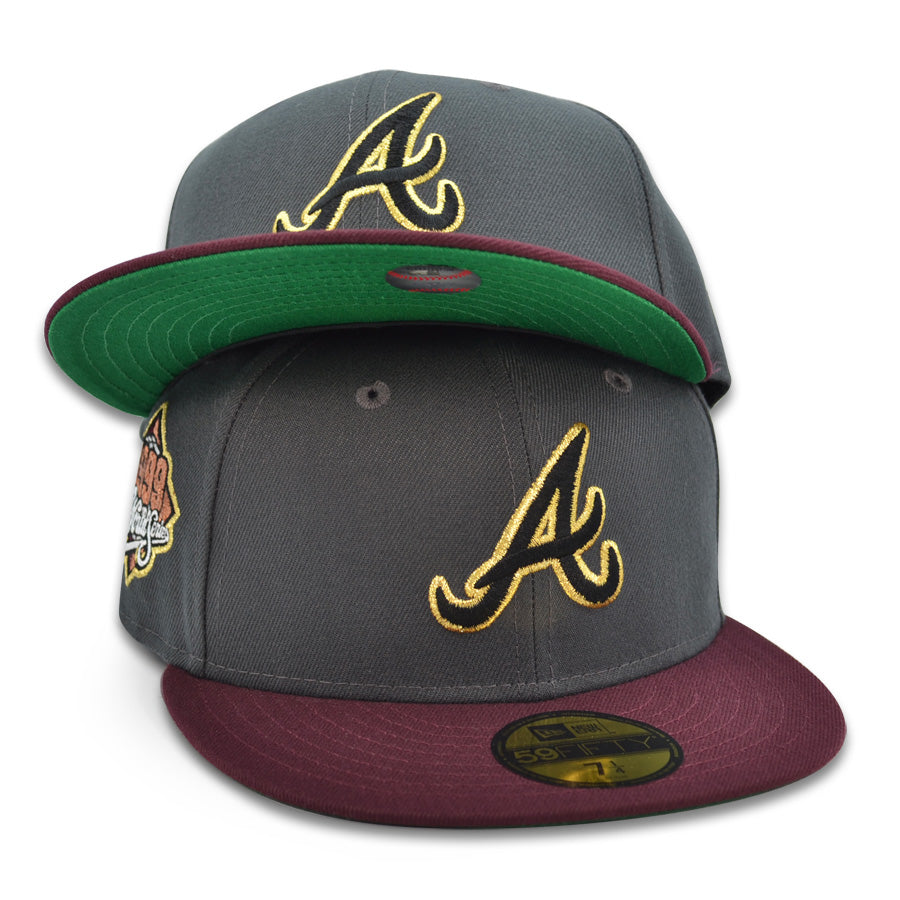 Atlanta Braves "ATL" Exclusive New Era 59Fifty Fitted Hat - Graphite/Maroon