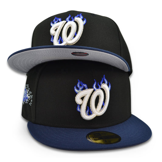 Washington Nationals "BLUE FLAME NATS" Exclusive New Era 59Fifty Fitted Hat - Black/Ocean Side