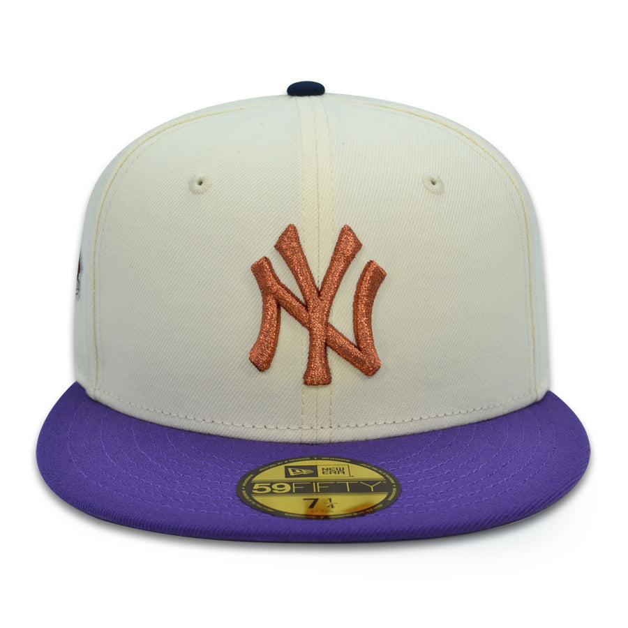 New York Yankees 1999 WORLD SERIES Exclusive New Era 59Fifty Fitted Hat - Chrome/Purple