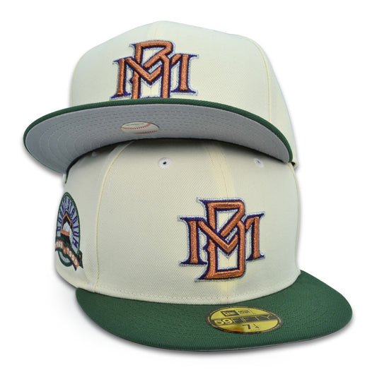 Milwaukee Brewers "BALL MONEY" County Stadium Exclusive New Era 59Fifty Fitted Hat - Chrome/Pine