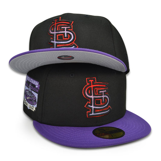 St.Louis Cardinals "GLASS FLOWS" Busch Stadium Exclusive New Era 59Fifty Fitted Hat - Black/Purple