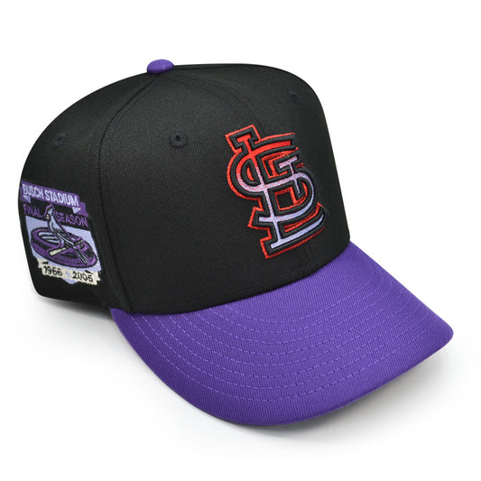 St.Louis Cardinals "GLASS FLOWS" Busch Stadium Exclusive New Era 59Fifty Fitted Hat - Black/Purple