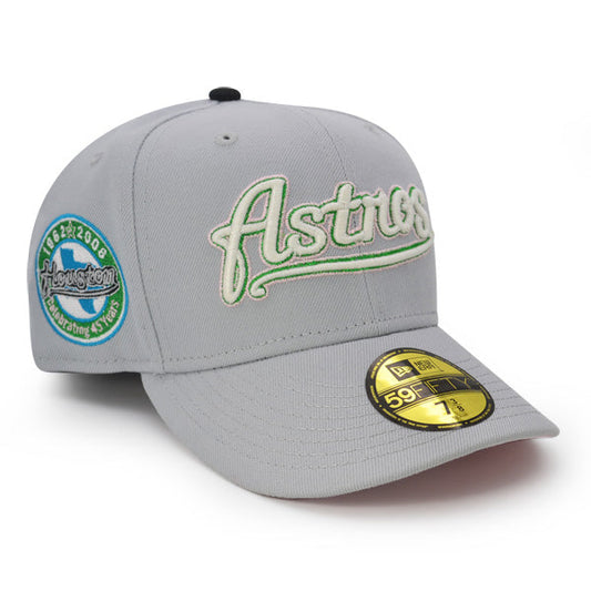 Houston Astros 45 Years Exclusive New Era 59Fifty Fitted Hat  - Gray/Metallic Green/Pink UV