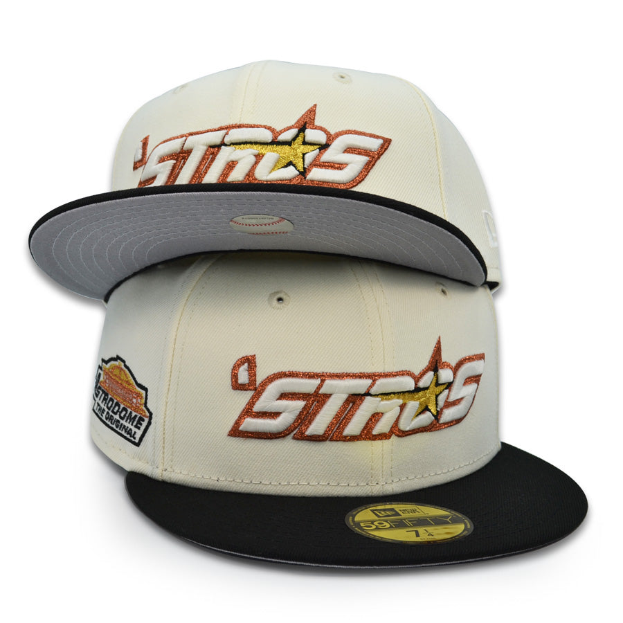 Houston Astros "HFD STROS" Astrodome Exclusive New Era 59Fifty Fitted Hat - Chrome/Black