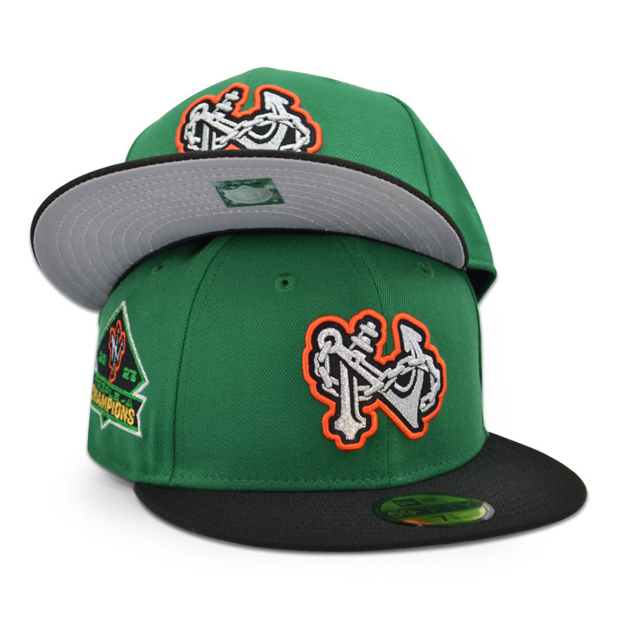 Norfolk Tides "CHESAPEAKE CHAMPS" Exclusive New Era 59Fifty Fitted Hat - Kelly Green/Black