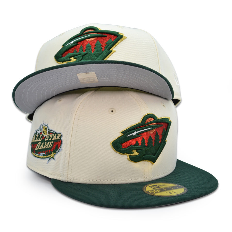 Minnesota Wild "PUCKS AND PINES" Exclusive New Era 59Fifty Fitted Hat - Chrome/Dark Green