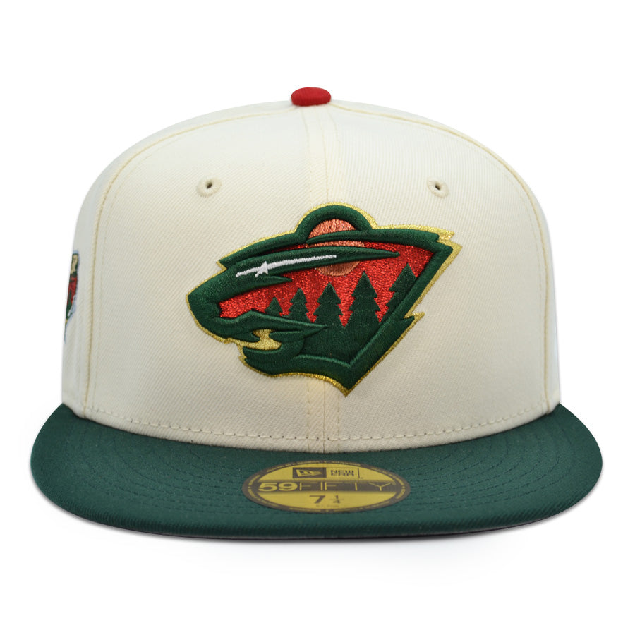 Minnesota Wild "PUCKS AND PINES" Exclusive New Era 59Fifty Fitted Hat - Chrome/Dark Green