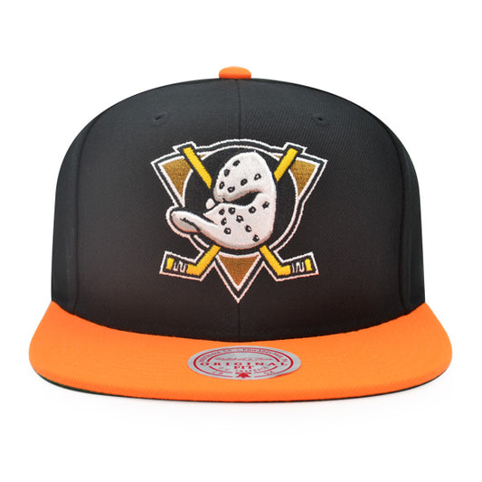 Anaheim Ducks Mitchell & Ness NHL Team 2 Tone 2.0 Snapback Adjustable Hat - Black/Orange