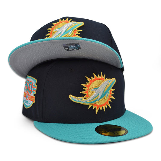 Miami Dolphins "FLIP-UP" Exclusive New Era 59Fifty Fitted Hat - Navy/Teal