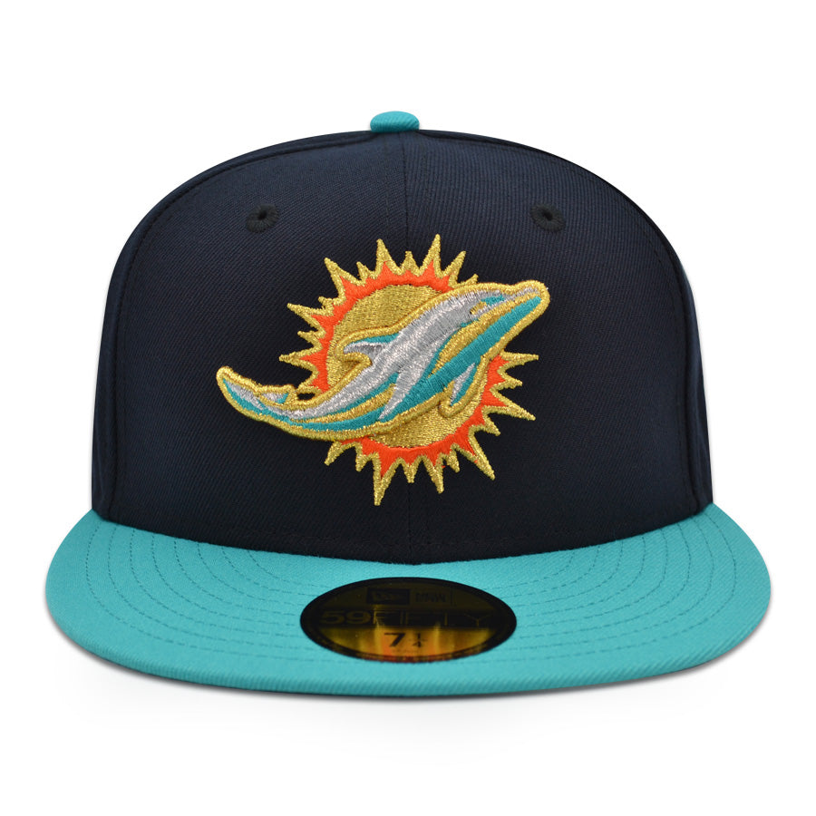 Miami Dolphins "FLIP-UP" Exclusive New Era 59Fifty Fitted Hat - Navy/Teal