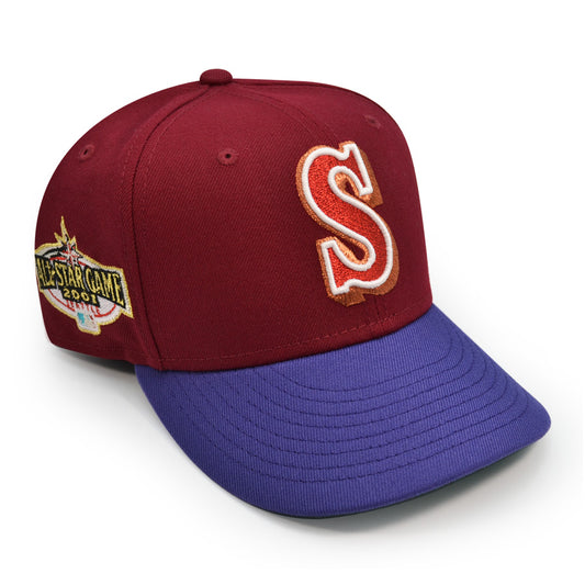 Seattle Mariners 2001 ALL-STAR GAME Exclusive New Era 59Fifty Fitted Hat - Cardinal/New Orchid