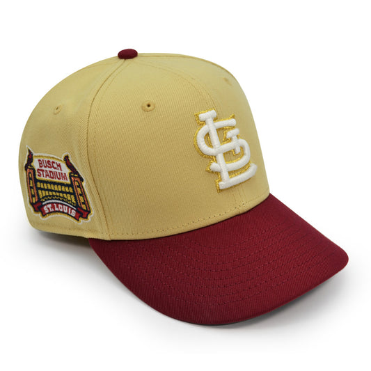 St.Louis Cardinals BUSCH STADIUM Exclusive New Era 59Fifty Fitted Hat - Vegas Gold/Cardinal