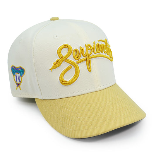 Arizona Diamondbacks Serpentines Script New Era 59Fifty Fitted Hat - Chrome/Vegas Gold