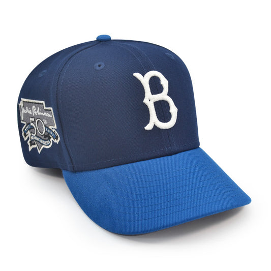 Brooklyn Dodgers Jackie Robinson 50th ANNIVERSARY Exclusive New Era 59Fifty Fitted Hat - Ocean Blue/Seashore