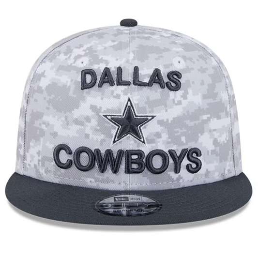 Dallas Cowboys New Era 2024 Salute To Service 9Fifty Snapback Hat - Chrome/Graphite