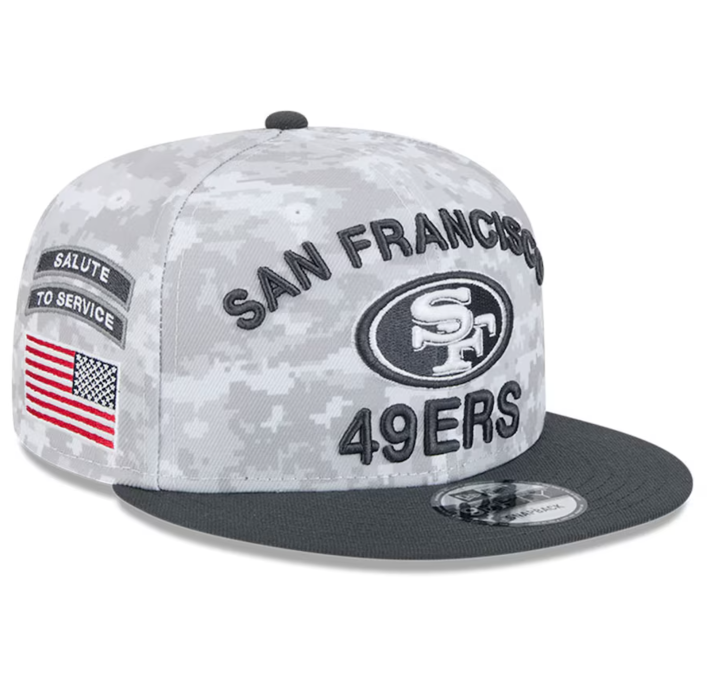 San Francisco 49ers New Era 2024 Salute To Service 9Fifty Snapback Hat - Chrome/Graphite