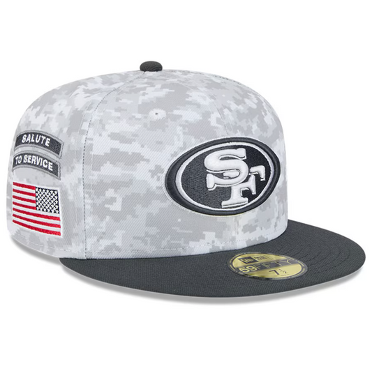 San Francisco 49ers New Era 2024 Salute To Service 59FIFTY Fitted Hat - Chrome/Graphite