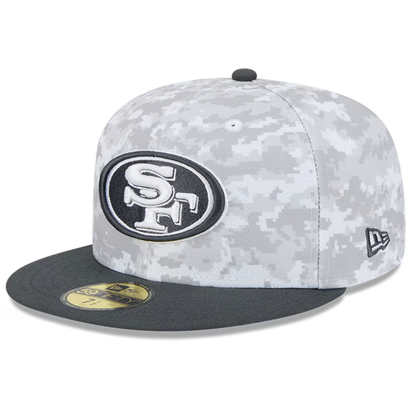 San Francisco 49ers New Era 2024 Salute To Service 59FIFTY Fitted Hat - Chrome/Graphite