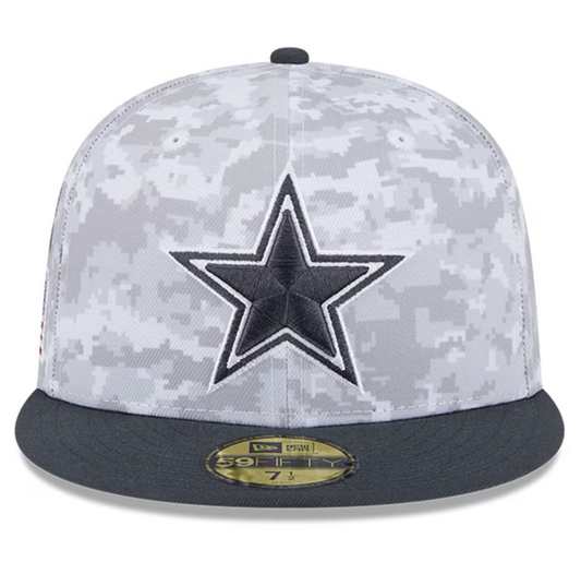 Dallas Cowboys New Era 2024 Salute To Service 59FIFTY Fitted Hat - Chrome/Graphite