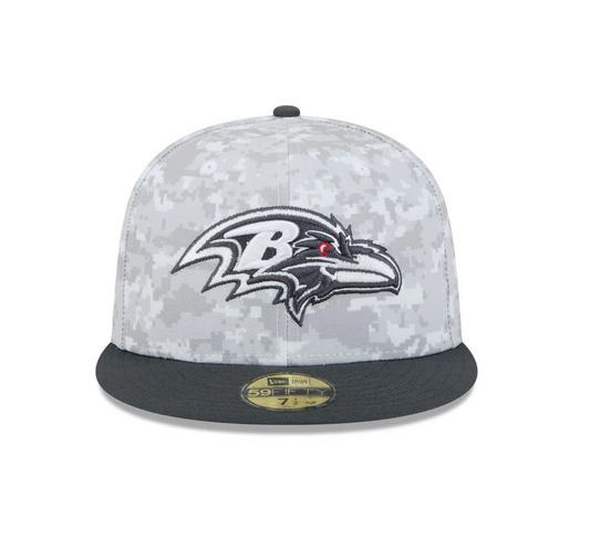 Baltimore Ravens New Era 2024 Salute To Service 59FIFTY Fitted Hat - Chrome/Graphite