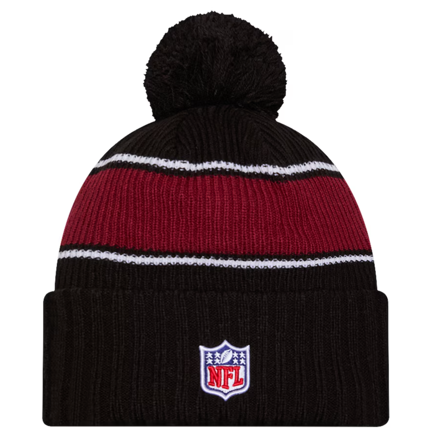 Washington Commanders New Era 2024 NFL Sideline Sport Cuffed Pom Knit Hat - Black/Burgundy