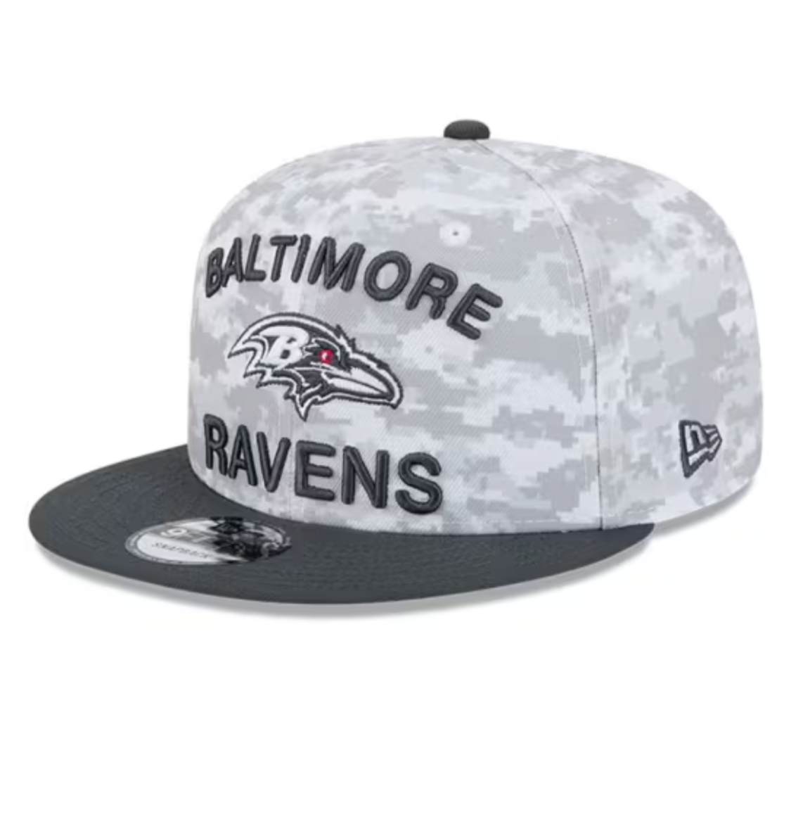 Baltimore Ravens New Era 2024 Salute To Service 9Fifty Snapback Hat - Chrome/Graphite