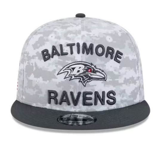 Baltimore Ravens New Era 2024 Salute To Service 9Fifty Snapback Hat - Chrome/Graphite