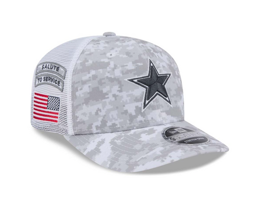 Dallas Cowboys New Era 2024 Salute To Service 9Seventy Snapback Hat - Chrome/Graphite