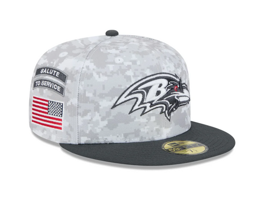 Baltimore Ravens New Era 2024 Salute To Service 59FIFTY Fitted Hat - Chrome/Graphite