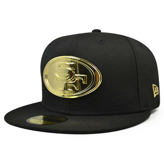 San Francisco 49ers METAL BADGE Fitted 59Fifty New Era NFL Hat - Black/Gold