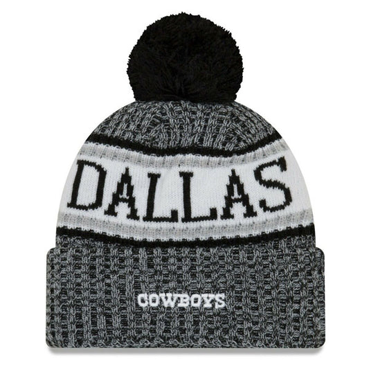 Dallas Cowboys New Era 2018 NFL Fashion SPORT KNIT Cuffed Pom Hat - Black