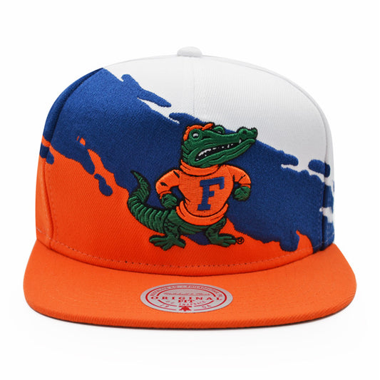 Florida Gators NCAA Mitchell & Ness PAINTBRUSH Snapback Hat - Royal/Orange