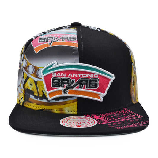 San Antonio Spurs Mitchell & Ness SUPER REMIX Snapback Hat - Black/Pink/Teal