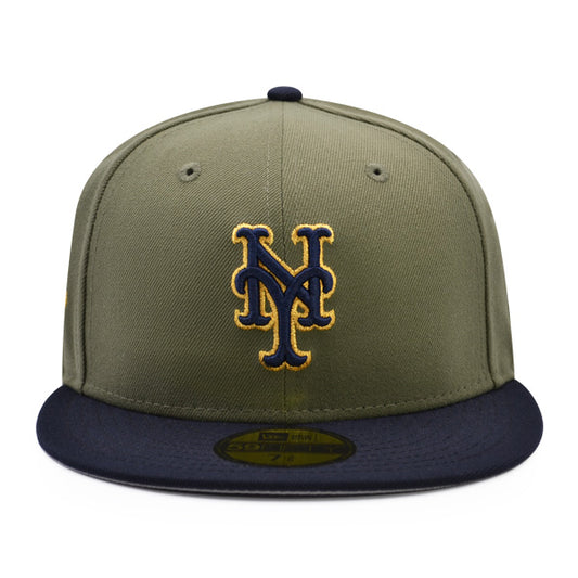 New York Mets 50th ANNIVERSARY Exclusive New Era 59Fifty Fitted Hat – New Olive/Navy