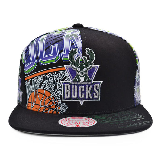 Milwaukee Bucks Mitchell & Ness SUPER REMIX Snapback Hat - Black/Green